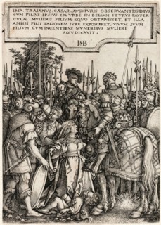 Trajan’s Justice, 1537, Sebald Beham, German, 1500-1550, Germany, Engraving in black on ivory laid