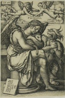 Patience, 1540, Sebald Beham, German, 1500-1550, Germany, Engraving in black on ivory laid paper,