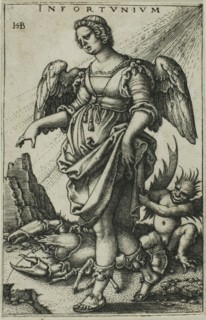 Misfortune, c. 1541, Sebald Beham, German, 1500-1550, Germany, Engraving in black on ivory laid