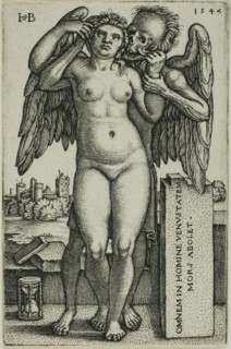 Death and the Maiden, 1547, Sebald Beham, German, 1500-1550, Germany, Engraving in black on ivory