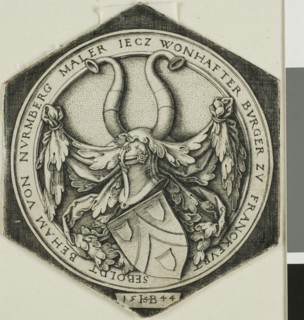 Coat of Arms of Sebald Beham, 1544, Sebald Beham, German, 1500-1550, Germany, Engraving in black on
