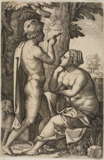 Paris and Oenone, from Greek Heroines, c. 1539, Georg Pencz, German, c. 1500-1550, Germany,