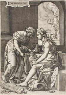 Artemisia, c. 1539, Georg Pencz, German, c. 1500-1550, Germany, Engraving in black on ivory laid
