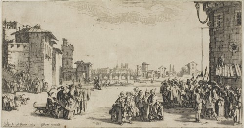 The Slave Market, 1629, Jacques Callot, French, 1592-1635, France, Etching on paper, 114 × 217 mm