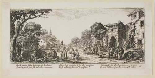 Dying Soldiers by the Roadside, plate sixteen from The Large Miseries of War, n.d., Gerrit Lucasz