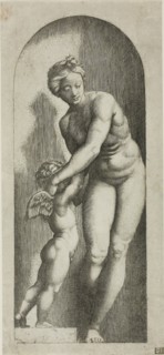 Venus and Cupid, 1510/12, Marcantonio Raimondi, Italian, c. 1480-1534, Italy, Engraving printed in