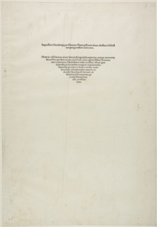 Colophon, from the Large Passion, 1511, Albrecht Dürer, German, 1471-1528, Germany, Letterpress in