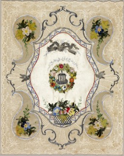 Untitled Valentine (Temple of Love in a Ring of Flowers), c. 1850, Unknown Artist, English, 19th
