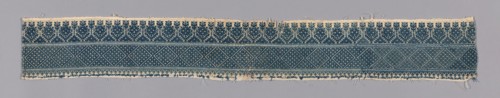 Border, 19th century, Russia, Cotton, plain weave, embroidered with silk floss in back, Bosnian,