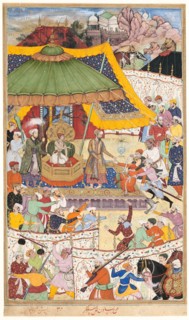 The Young Emperor Akbar Arrests the Insolent Shah Abu’l-Maali, page from a manuscript of the