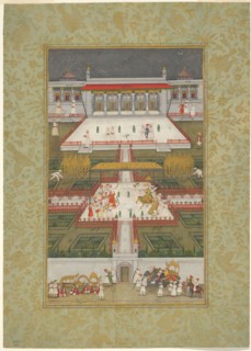 Ruler Entertained by Dancers in a Paradise Garden, late 18th century, India, Uttar Pradesh, Avadh,
