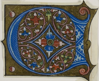 Decorated Initial D with Leaves and Two Balls from a Choir Book, 15th century, French, France,