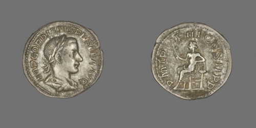 Denarius (Coin) Portraying Emperor Gordian III, AD 241/243, Roman, minted in Rome, Roman Empire,