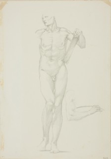 Standing Male with Tablet, separate sketch of right arm, c. 1873–77, Sir Edward Burne-Jones,