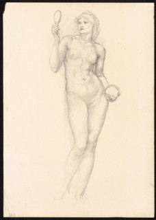 Nude Female Figure with Mirror in Right Hand, c. 1873–77, Sir Edward Burne-Jones, English,