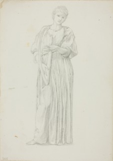 Draped Figure of Woman Playing on a Harp, c. 1873–77, Sir Edward Burne-Jones, English, 1833-1898,