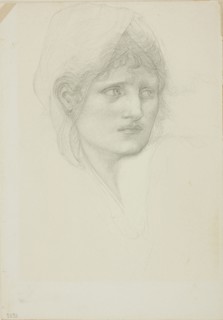 Draped Head, Eyes Looking Toward Right, c. 1873–77, Sir Edward Burne-Jones, English, 1833-1898,