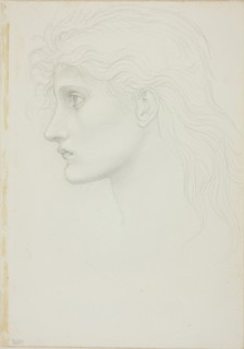 Head of Girl Facing Left, c. 1873–77, Sir Edward Burne-Jones, English, 1833-1898, England, Graphite