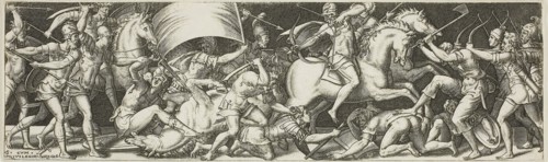 Battle of Cavaliers and Infantrymen, 1550/1572, Etienne Delaune, French, c. 1519-1583, France,