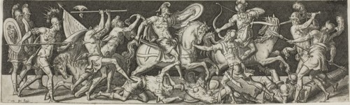 Cavalry and Footsoldiers, 1550/1572, Etienne Delaune, French, c. 1519-1583, France, Engraving on