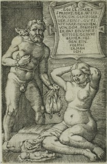 The Miser and the Miscarriage, 1528/30, Barthel Beham, German, 1502-1540, Germany, Engraving in