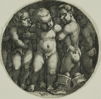 Eight Nude Boys, 1520/50, Sebald Beham, German, 1500-1550, Germany, Engraving in black on ivory