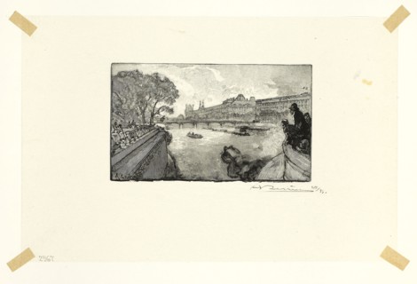The Louvre, Viewed from the Pont-Neuf, plate thirteen from Le Long de la Seine et des Boulevards,