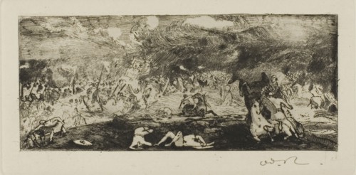 Battle, 1865, Odilon Redon, French, 1840-1916, France, Etching and drypoint on ivory laid paper, 56