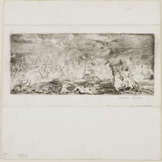 Battle, 1865, Odilon Redon, French, 1840-1916, France, Etching on white wove paper, 56 × 132 mm