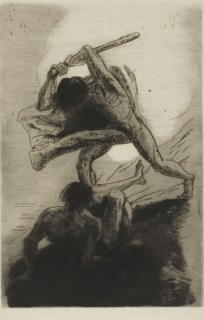 Cain and Abel, 1886, Odilon Redon, French, 1840-1916, France, Etching and drypoint on ivory laid