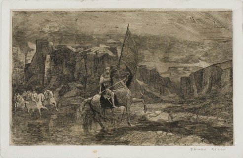 Standard Bearer, 1868, Odilon Redon, French, 1840-1916, France, Etching and drypoint, heightened