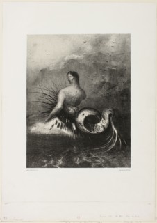 Siren Coming out of the Waves, Dressed in Flames, plate 4 of 8 from Les Origines, 1883, Odilon