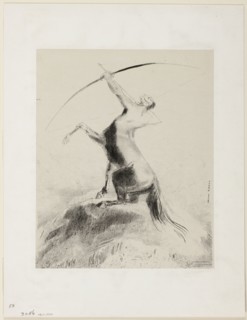 Centaur Aiming at the Clouds, 1883, Odilon Redon, French, 1840-1916, France, Lithograph in black on