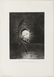 The Marsh Flower, a Sad Human Head, plate 2 of 6, 1885, Odilon Redon, French, 1840-1916, France,