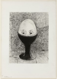The Egg, 1885, Odilon Redon, French, 1840-1916, France, Lithograph in black on ivory China paper