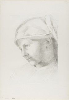 Girl, 1887, Odilon Redon, French, 1840-1916, France, Lithograph in black on white wove paper, 300 ×