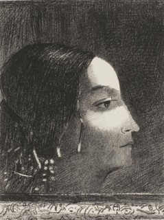 Dramatic and Grandiose with Her Face like that of a Druid Priestess, 1887, Odilon Redon, French,