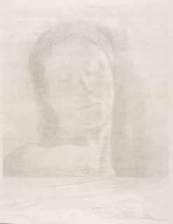 Yeux clos, 1890, Odilon Redon, French, 1840-1916, France, Lithograph in gray-green on ivory wove