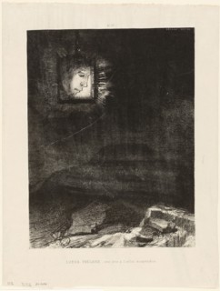 Precarious Glimmering, a Head Suspended from Infinity, plate 3 of 6, 1891, Odilon Redon, French,