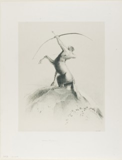 Centaur Aiming at the Clouds, 1895, Odilon Redon, French, 1840-1916, France, Lithograph printed in