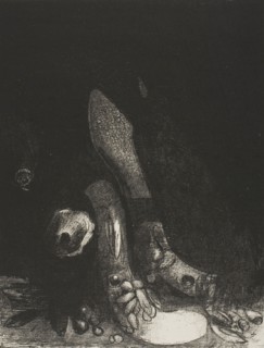 Flowers Fall and the Head of a Python Appears, plate 5 of 24, 1896, Odilon Redon, French,