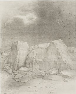 And He Discerns an Arid, Knoll-Covered Plain, plate 7 of 24, 1896, Odilon Redon, French, 1840-1916,