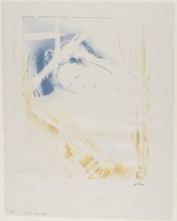 The Shulamite, 1897, Odilon Redon, French, 1840-1916, France, Lithograph printed in blue and