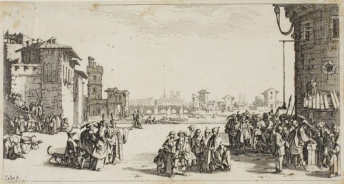 The Slave Market, n.d., Jacques Callot, French, 1592-1635, France, Etching on paper, 115 × 219 mm