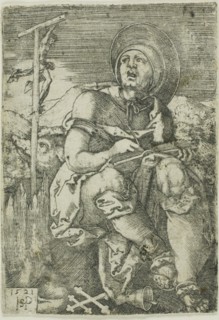 St. Anthony the Hermit, 1521, Sebald Beham, German, 1500-1550, Germany, Engraving in black on ivory