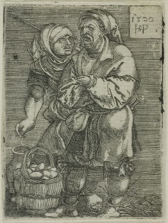 Peasant Couple Selling Eggs, 1520, Sebald Beham, German, 1500-1550, Germany, Etching in black on