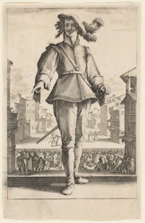 The Captain or The Lover, from Three Italian Comedians, 1618–20, Jacques Callot, French, 1592-1635,