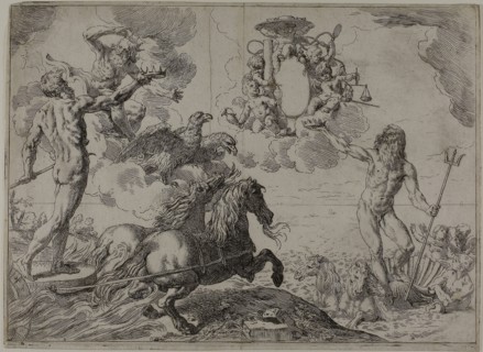 Jupiter, Neptune and Pluto Offering their Crowns to the Arms of Cardinal Borghese, 1640/45, Simone