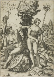 Mars, Venus, and Cupid, 1508, Marcantonio Raimondi, Italian, c. 1480-1534, Italy, Engraving printed