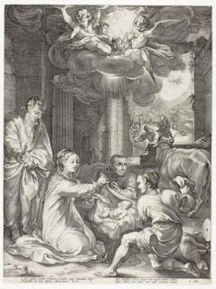 The Adoration of the Shepherds, plate three from The Birth and Early Life of Christ, 1594, Hendrick